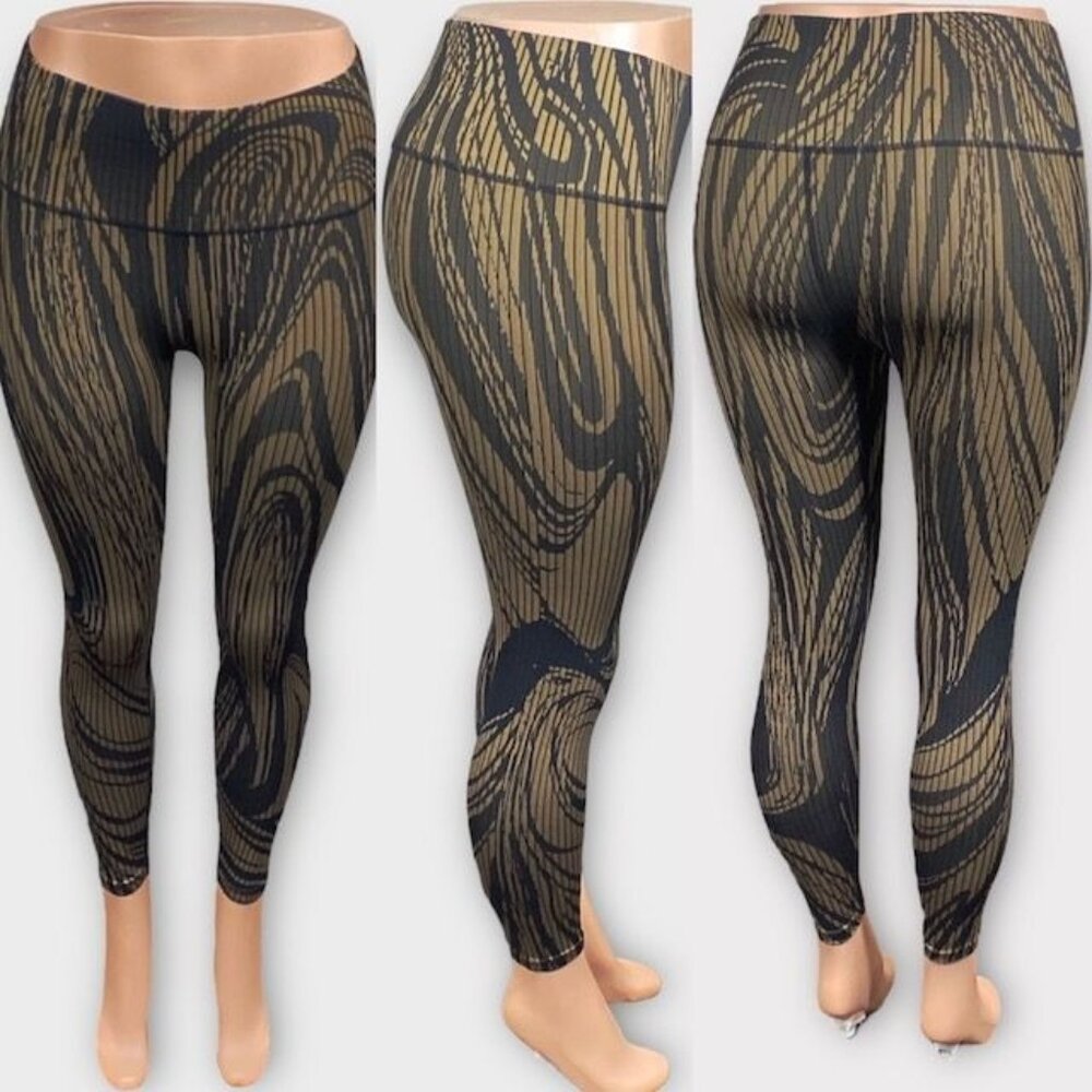 Sage Collective Jacquard Rib Knit Leggings Brown Sepia Tint Size,  Medium